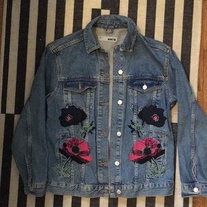 Topshop embroidered jean jacket, size 4